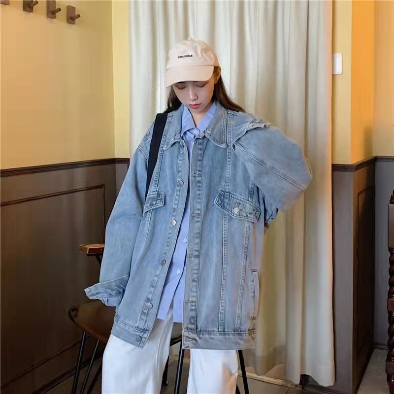Denim jacket female spring, autumn and summer Korean version loose 2021 new ins tide Harajuku net red wind wild retro Hong Kong flavor | BigBuy360 - bigbuy360.vn