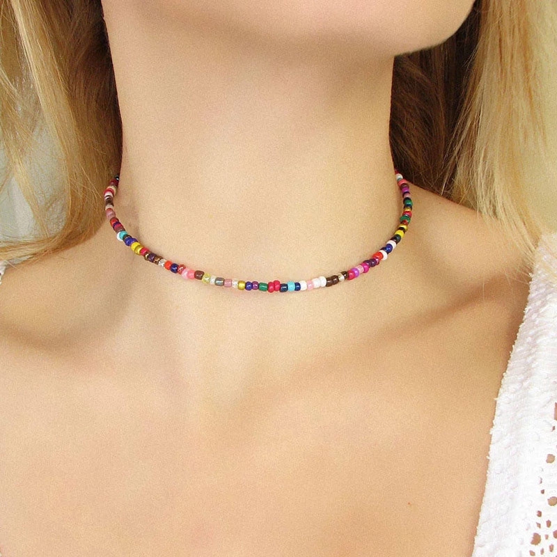 Vòng cổ choker WE FLOWER chuỗi hạt nhiều màu sắc phong cách bohemian thời trang đơn giản dành cho nữ
