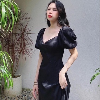 Đầm đen cổ V basic (kèm hình thật)