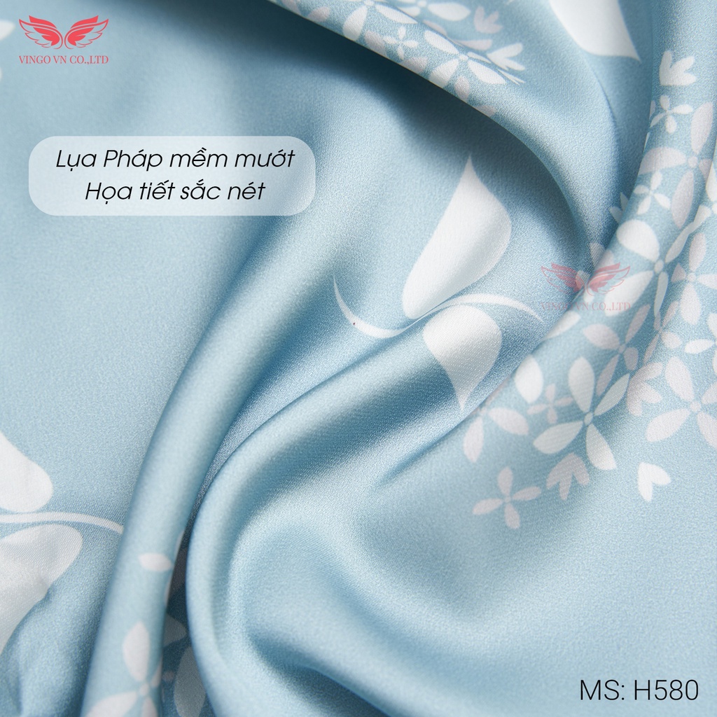 Đồ bộ ngủ nữ pyjama mặc nhà VINGO Lụa Pháp mềm cao cấp tay dài quần dài họa tiết chùm hoa xanh ngọc Thu Đông H580 VNGO | BigBuy360 - bigbuy360.vn