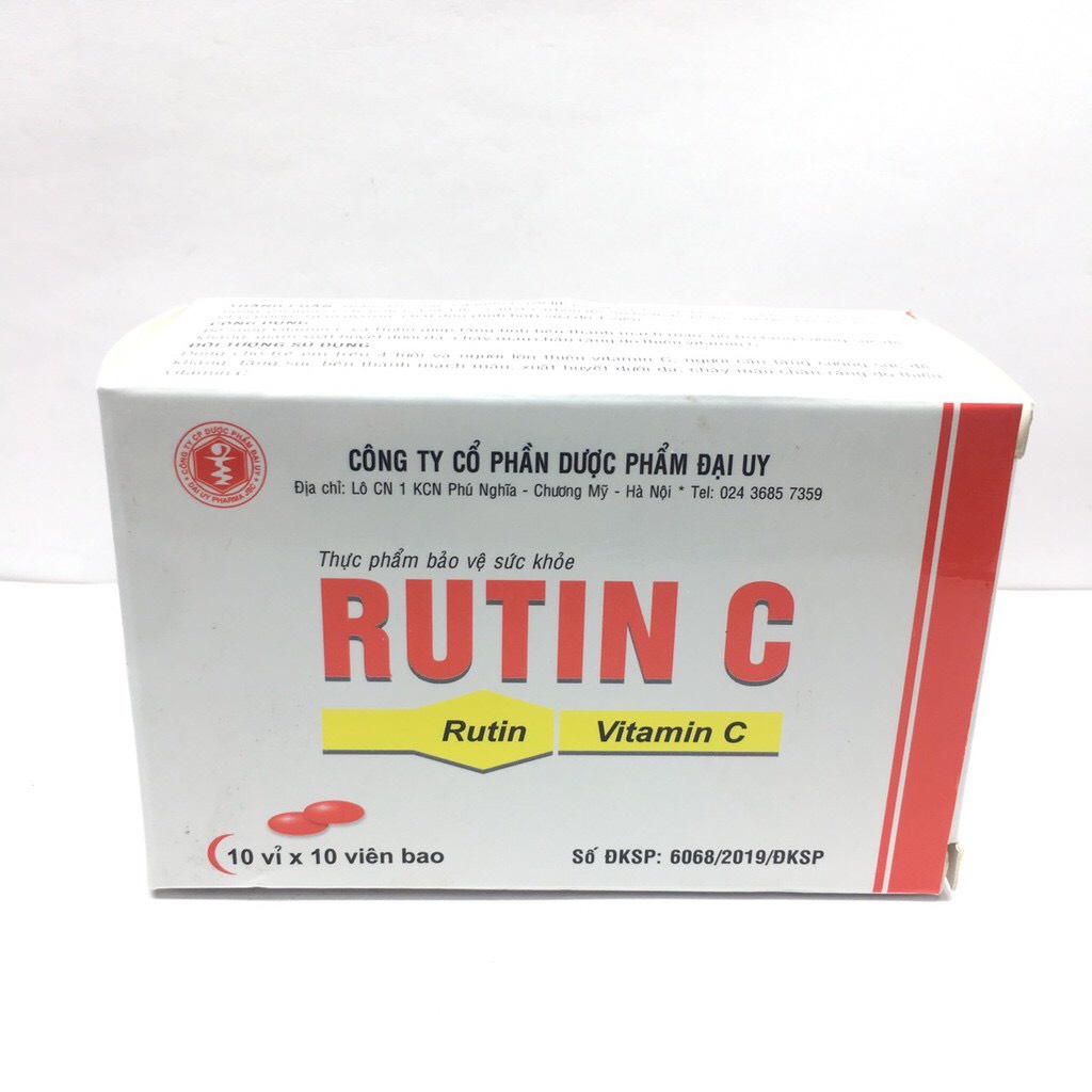 Rutin C hộp 100 viên nén - Bổ sung Vitamin C và rutin giúp tăng tính bền mạch máu, giảm chảy máu chân răng