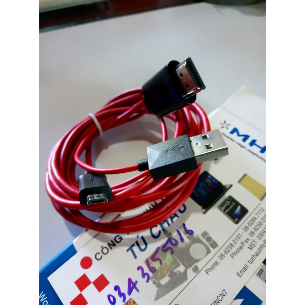 Cáp MHL 4K HDTV adapter, từ chuẩn MicroUSB 5Pin ra HDMI, Cáp dài 1.8 M - Model: 3241