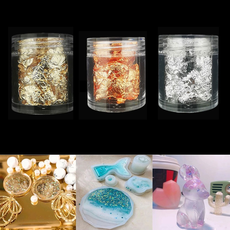 Miếng Lá Nhôm Lấp Lánh Màu Vàng / Bạc Dùng Trang Trí Móng Nghệ Thuật DIY