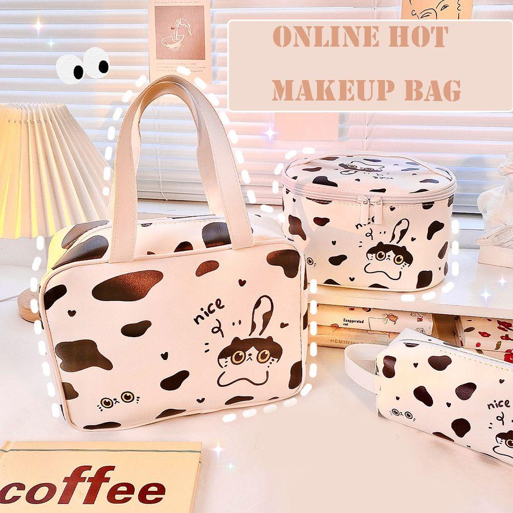Túi Đựng Mỹ Phẩm BACK2LIFE Họa Tiết Bò Sữa Đáng Yêu