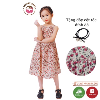 Váy cho bé gái hai dây họa tiết hoa nhí Chất lụa tằm size 9 - 27kg V03 - Cherry Baby