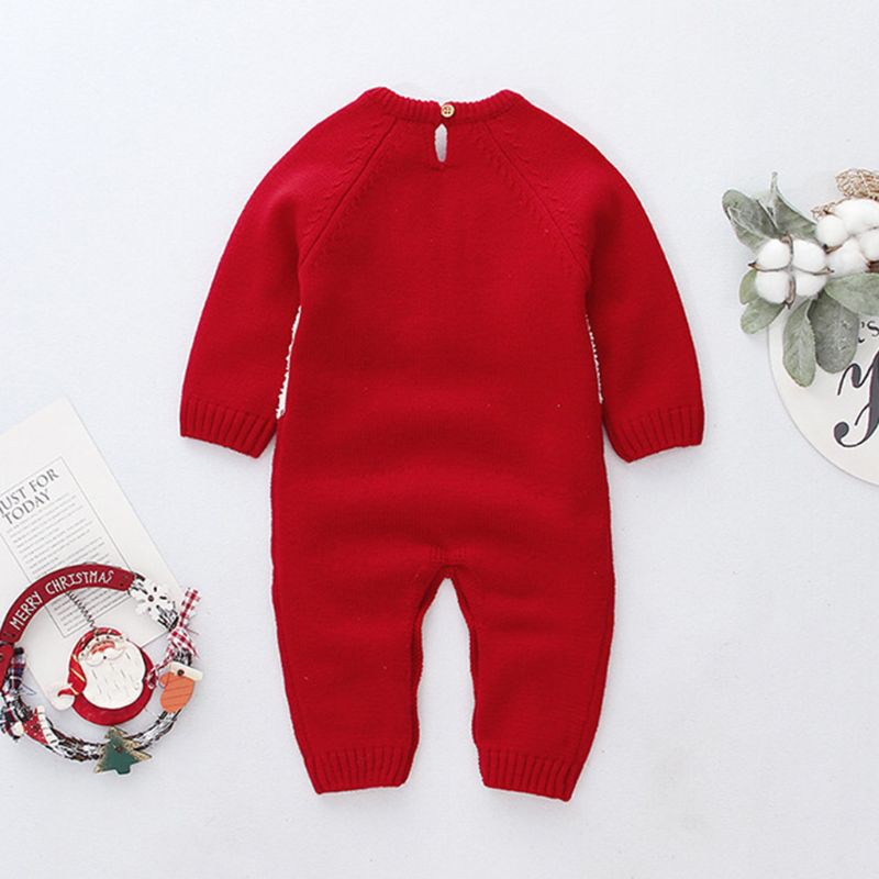 Jumpsuit Dài Tay Họa Tiết Giáng Sinh Dễ Thương Cho Bé