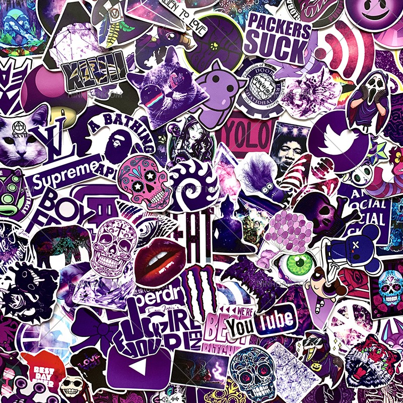 Sticker MÀU TÍM - PURPLE decal hình dán chống nước trang trí xe, laptop, nón bảo hiểm, tem dán