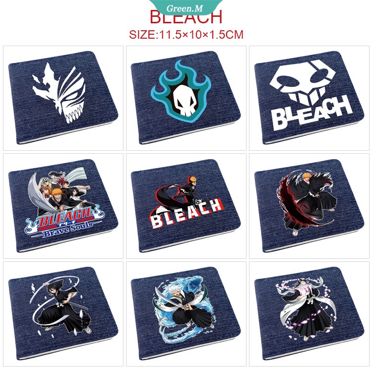 Ví Ngắn Denim Đựng Thẻ ID Hóa Trang Nhân Vật Hoạt Hình BLEACH Cho Nam Nữ