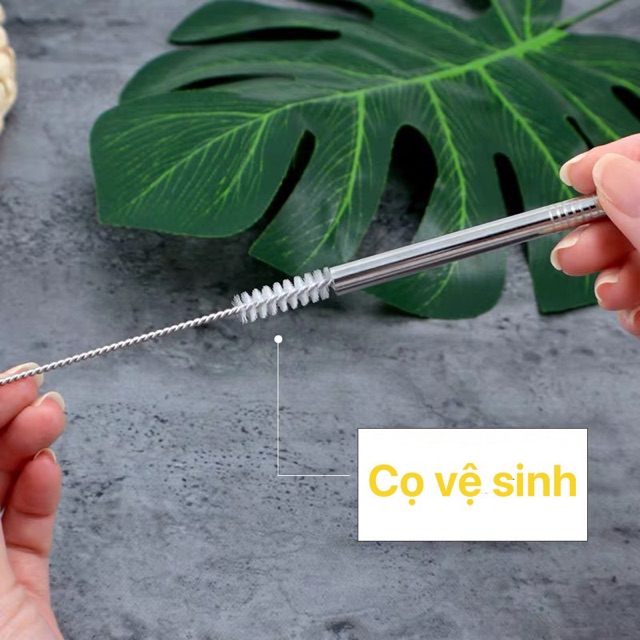 Bộ 3 cái gồm ống hút inox tái sử dụng kèm bàn chải rửa tiện dụng