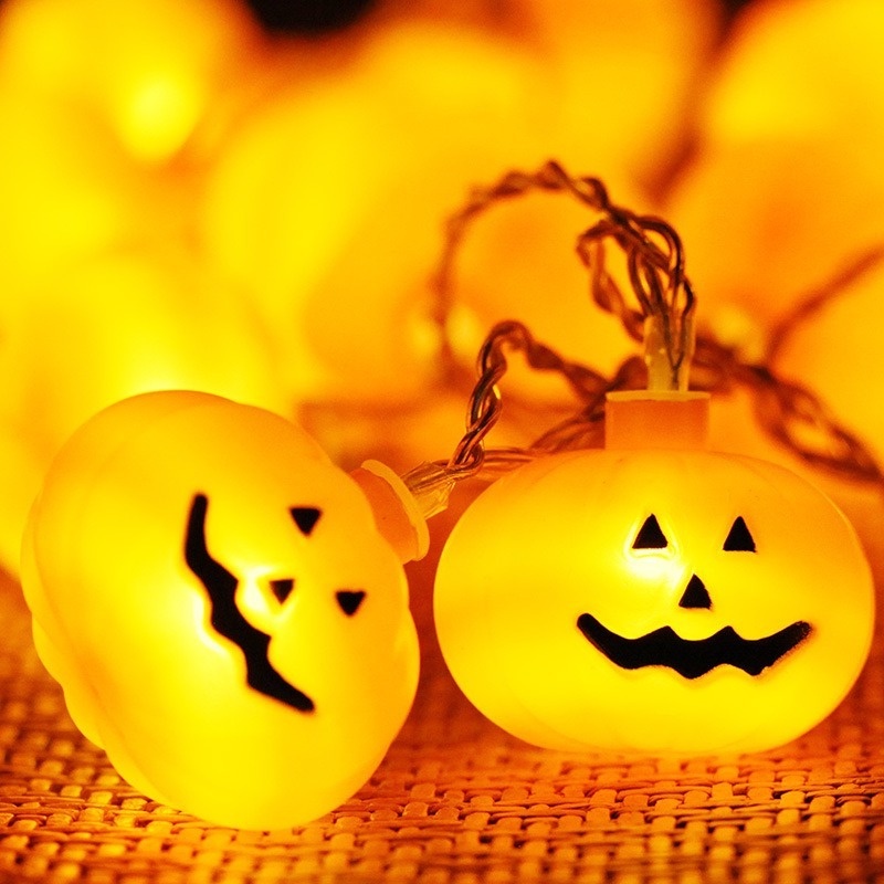 Dây Đèn LED 1M 10 Bóng Hình Quả Bí Ngô Trang Trí Halloween