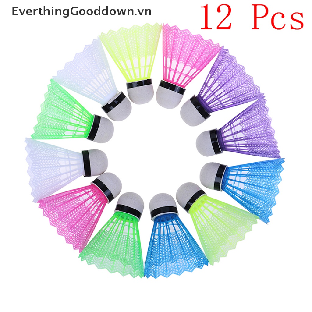 Everthinggooddown Set 12 Quả Cầu Lông Bằng Nhựa Nhiều Màu