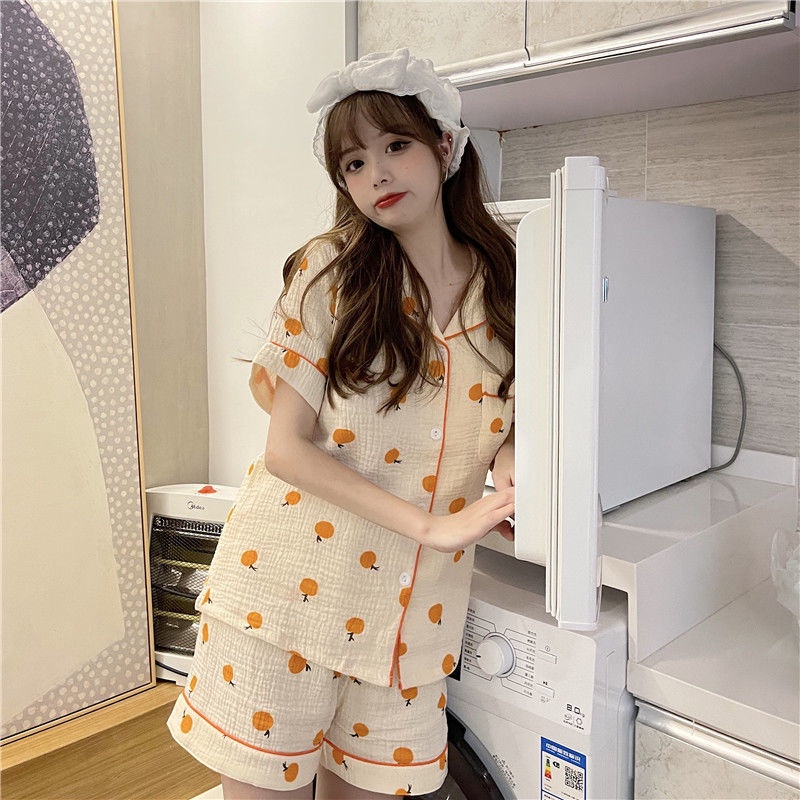 Bộ Đồ Ngủ Hai Mảnh Mùa Hè Kích Thước Lớn Phong Cách Hàn Quốc Cho Nữ