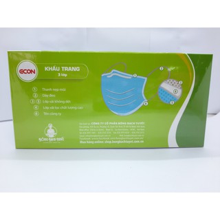Khẩu trang econ 3 lớp bạch tuyết Màu xanh