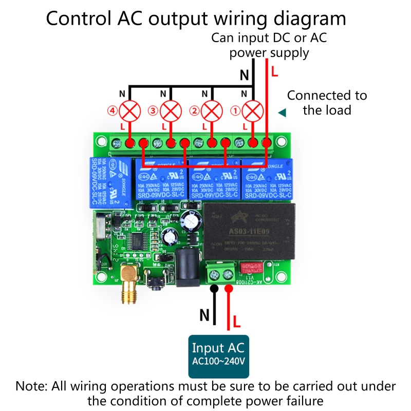 Bộ Rơ Le Điều Khiển Từ Xa Không Dây 4CH DC12V 48V