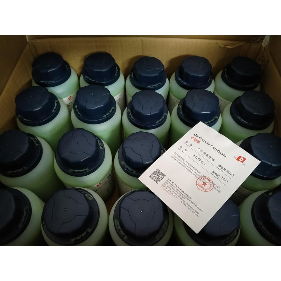 Hóa chất thí nghiệm Nickel chloride hexahydrate - NiCl2.6H2O Lọ 500g Cas: 7718-54-9 Niken clorua