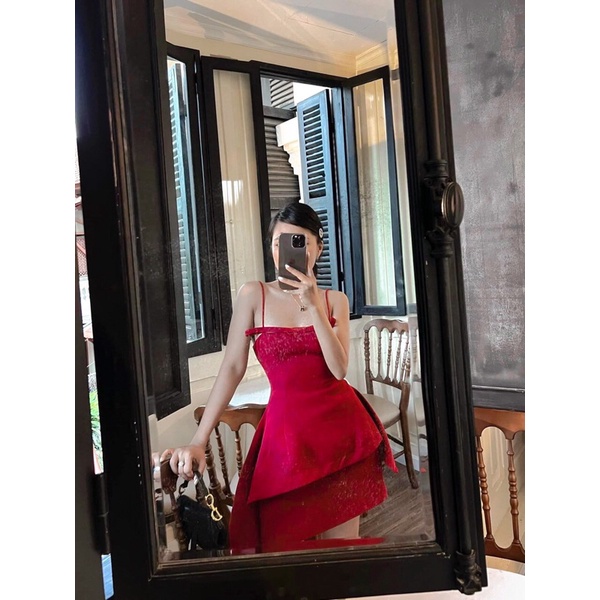 Set áo peplum lệch tà + Chân váy xoè