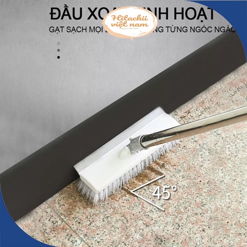 Chổi chà sàn 2 mặt thông minh, Cây lau sàn gạt nước nhà tắm, nhà vệ sinh tiện lợi dễ điều chỉnh chiều dài