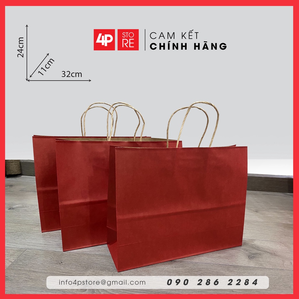 10 TÚI KRAFT ĐỎ ĐẬM NGANG 32 X 24 X 11 CM