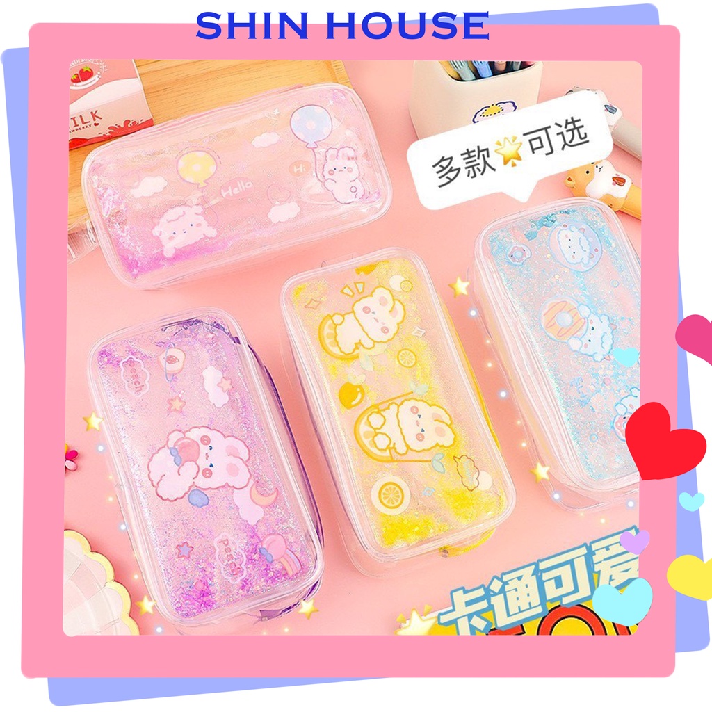 Bóp đựng viết kim tuyến dễ thương giao hình ngẫu nhiên, kích thước 19.5 x 9.5cm