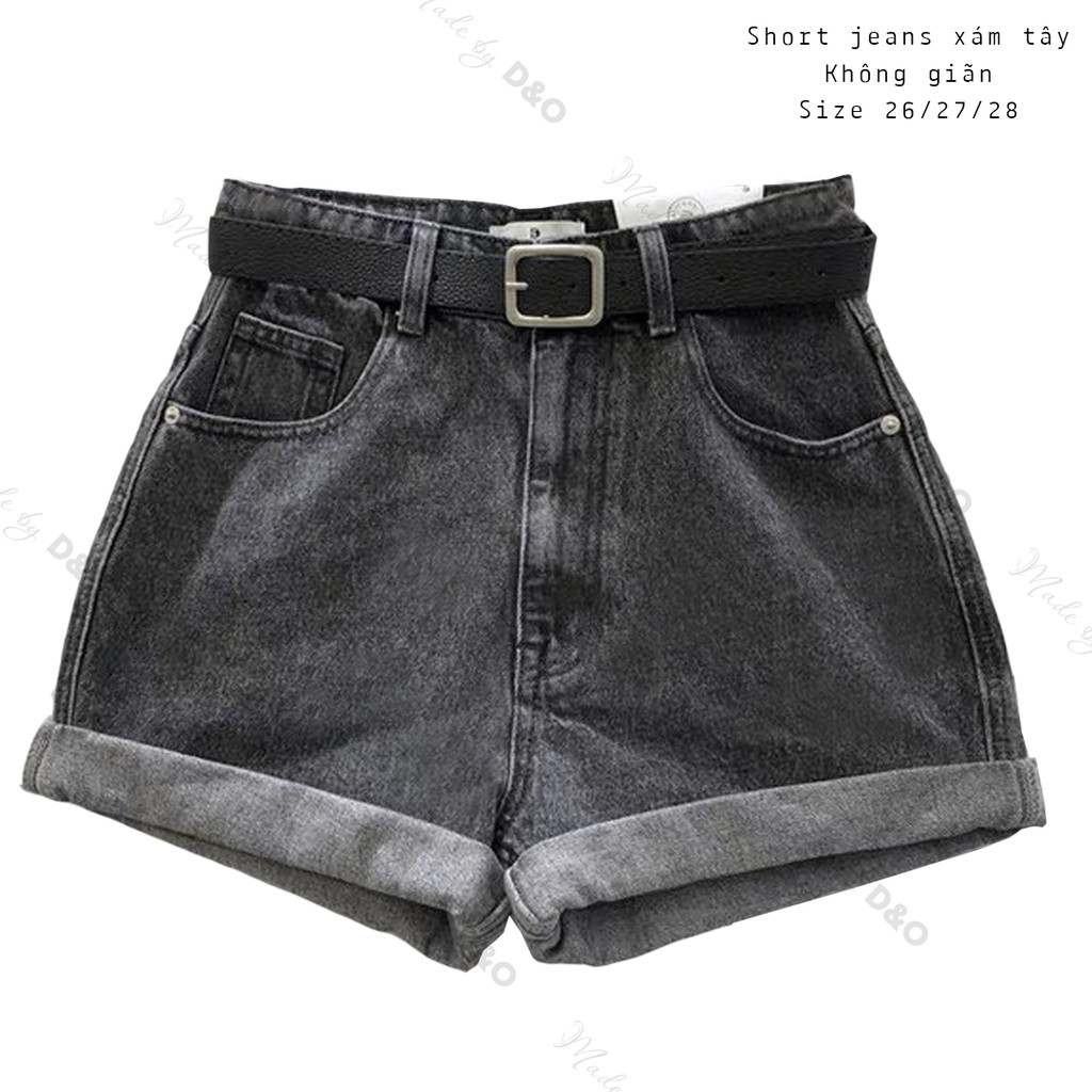 [40-52kg] Quần Short Cotton Không Giãn, Tua Lai, Xám Tây Xinh Xắn
