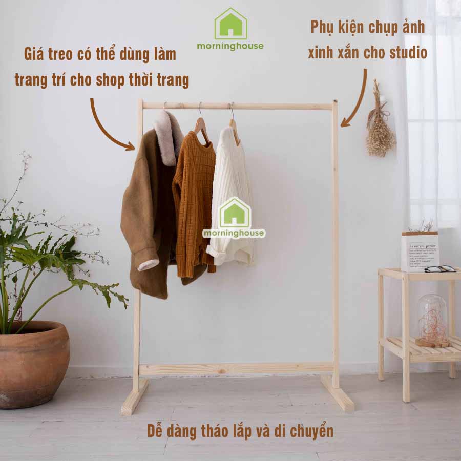 GIÁ TREO QUẦN ÁO THANH ĐƠN- MÀU GỖ/ MÀU TRẮNG - SINGLE HANGER