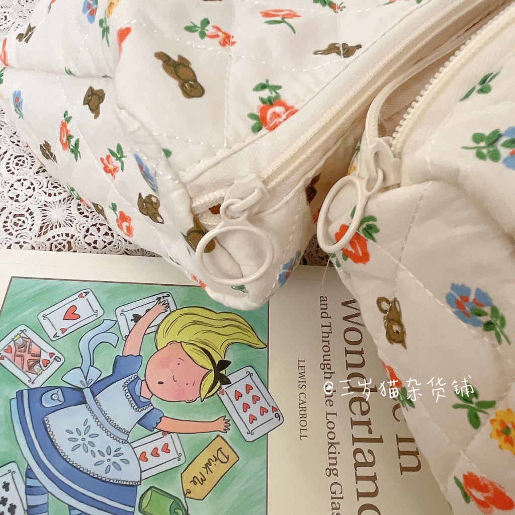 Túi Mỹ Phẩm Học Sinh. Mèo Ba Tuổi | Túi Vải Đựng Mỹ Phẩm Cỡ Lớn Họa Tiết Gấu Dễ Thương