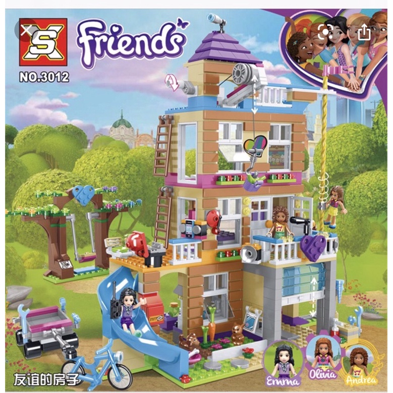 Đồ chơi xếp hình bé gái friend ngôi nhà cầu trượt - friends