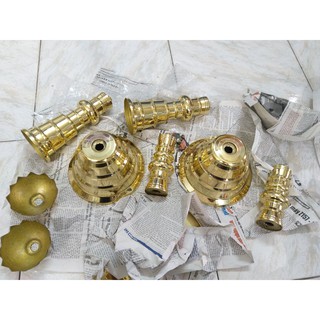 Cặp chân đèn thờ cúng đồng thau (Đã bao gồm búp sen)