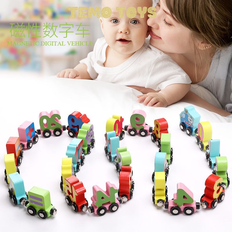 Đồ chơi giáo dục cho bé đoàn tàu chữ cái/số đếm nam châm từ tính phát triển tư duy Temo Toys