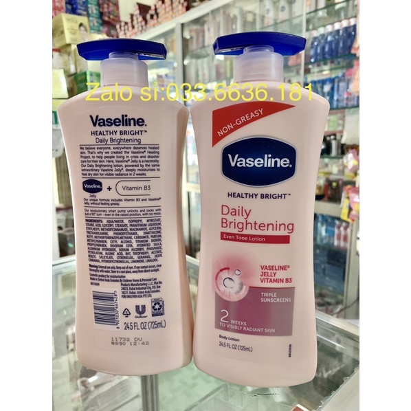 [ CHÍNH HÃNG 100%] DƯỠNG THỂ VASELINE 725ML CHAI VÒI ĐẠI