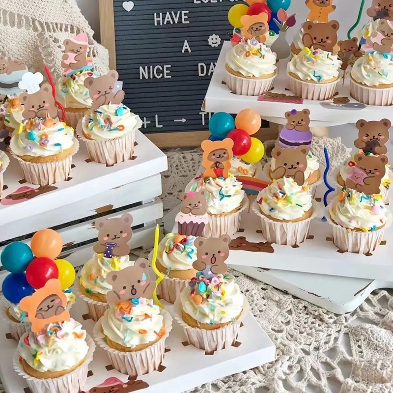 7 / 16 Que Cắm Trang Trí Bánh Kem Hình Gấu Hoạt Hình