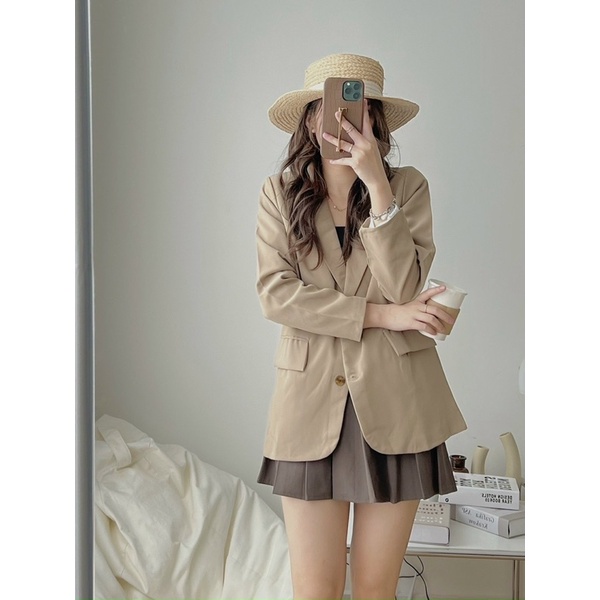 Áo Khoác Blazer 2 Lớp Chất Đẹp, Áo Vest Dài Tay Hai Lớp Dáng Dài, Phong Cách Hàn Quốc túi thật