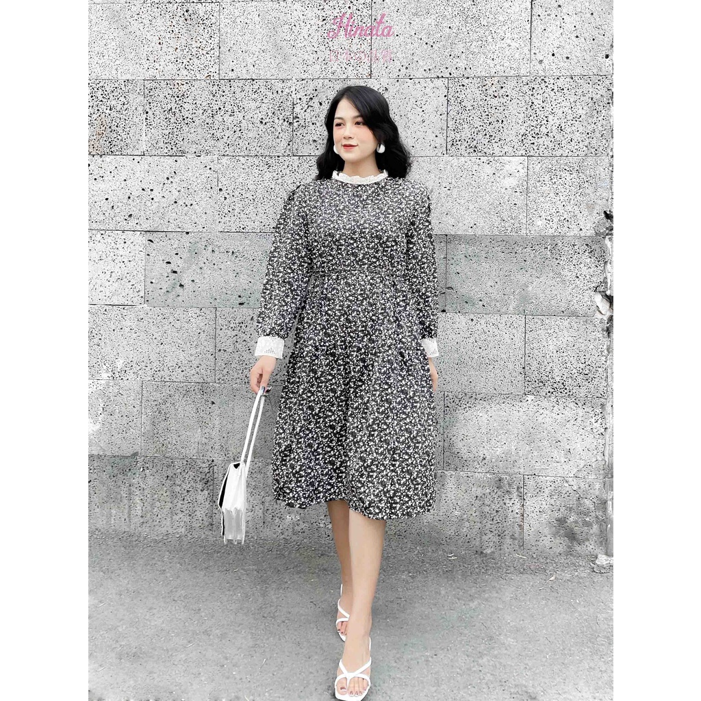 Đầm bầu xoè hoa nhí Hinata - dáng dài phối cổ ren xinh xắn DB032
