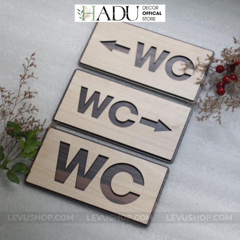 Bảng gỗ WC dán tường có mũi tên chỉ hướng nhà vệ sinh Hadu DECOR-TL06 - HaduDecor