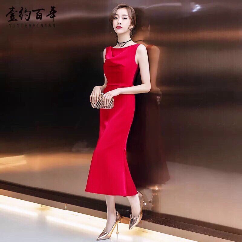 Váy Nữ Quyến Rũ| Đầm Đầm Dáng Ôm Cổ Đổ Phối Voan | BigBuy360 - bigbuy360.vn