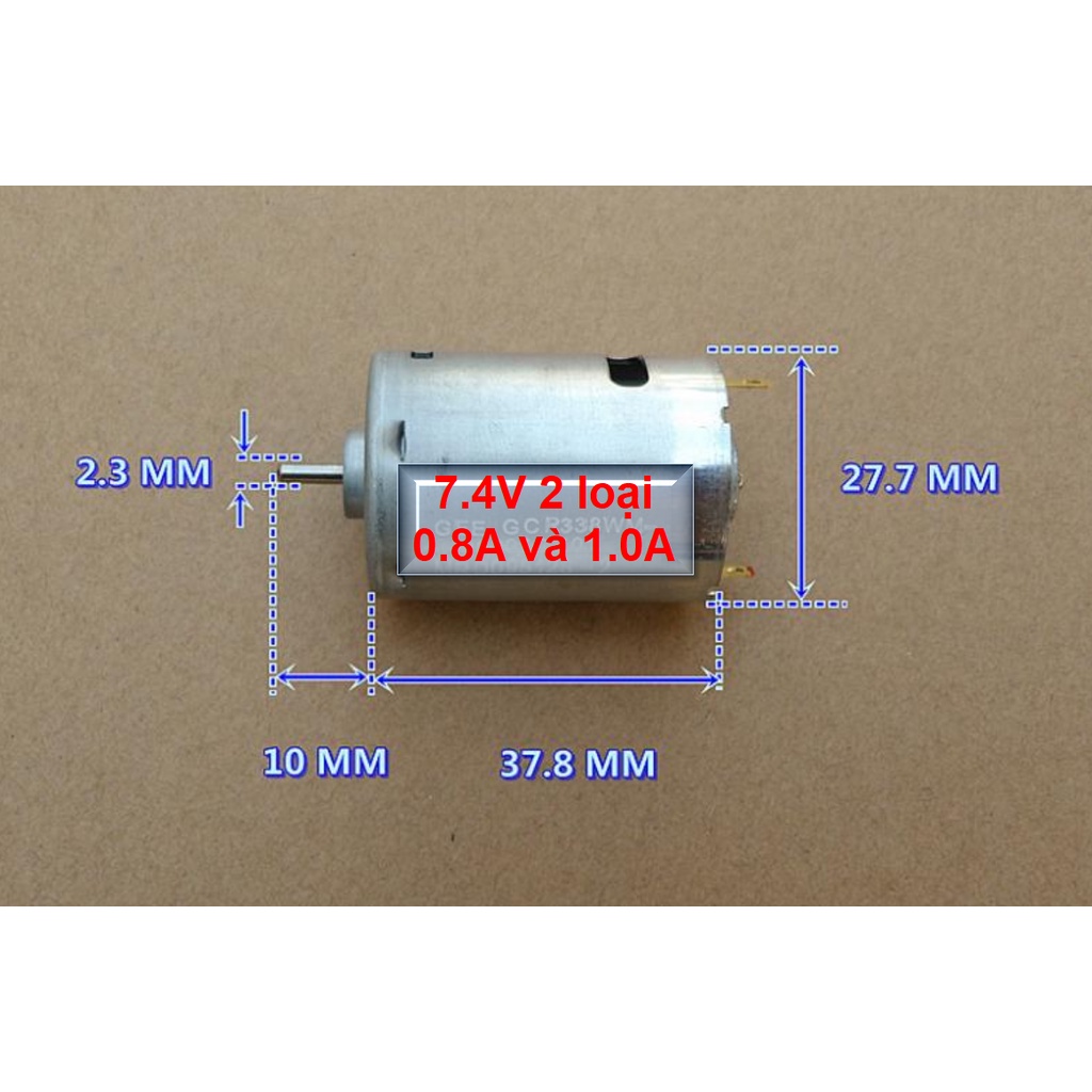 Motor 380 loại 3V~12V DC, 0,7A và 1,0A với pin 2s 7.4V, mạnh, tốt với các bộ đk 7.4v 20A dùng chế cho xe tàu đồ chơi