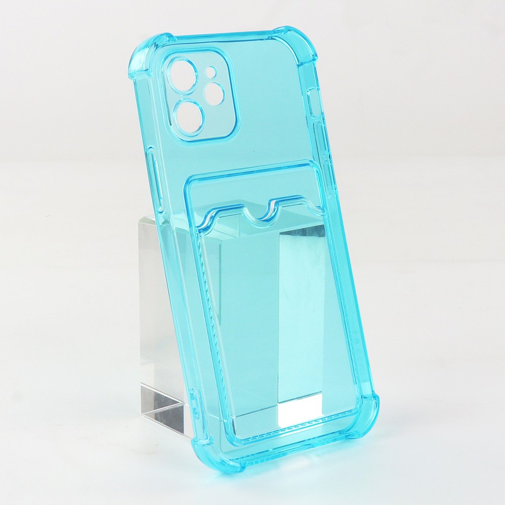 Anti-drop transparent TPU phone case with card holder for iPhone12 11 Pro Max XR XS X i8 Plus i11