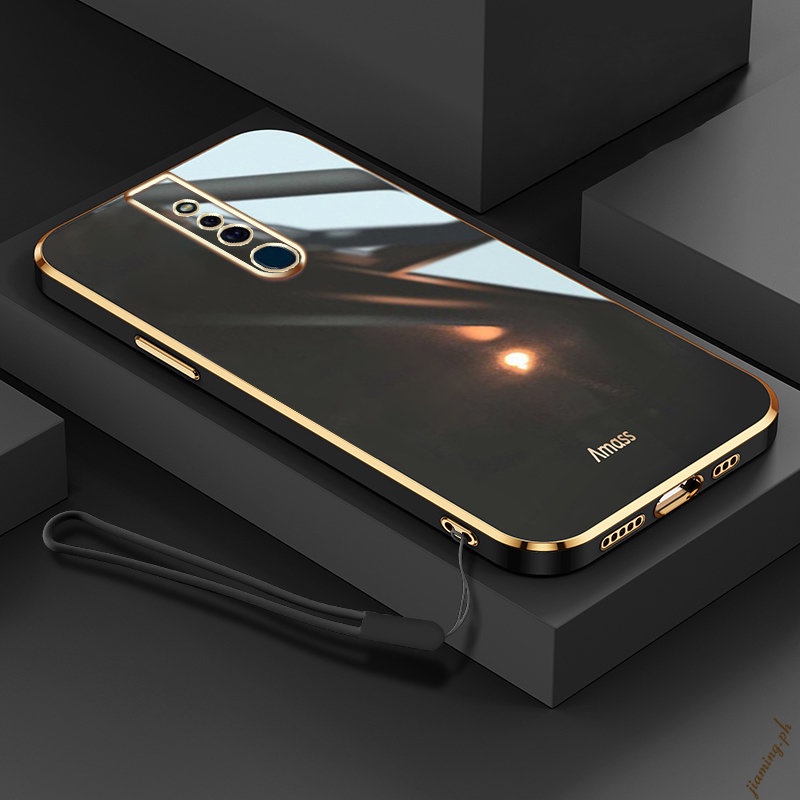 Ốp Điện Thoại Silicon Mềm Mạ Viền 6D Có Dây Đeo Sang Trọng Chất Lượng Cao Cho OPPO F11 PRO Sự Bảo Vệ