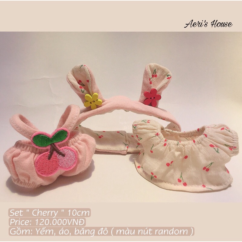 Quần áo búp bê - Outfut doll 10cm - set “ Cherry “