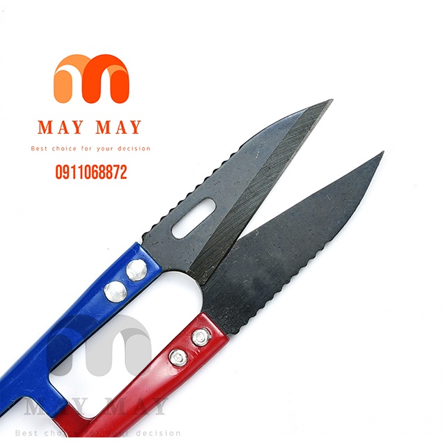 Kéo bấm chỉ răng cưa xanh đỏ YJL 198 lưỡi thép xịn