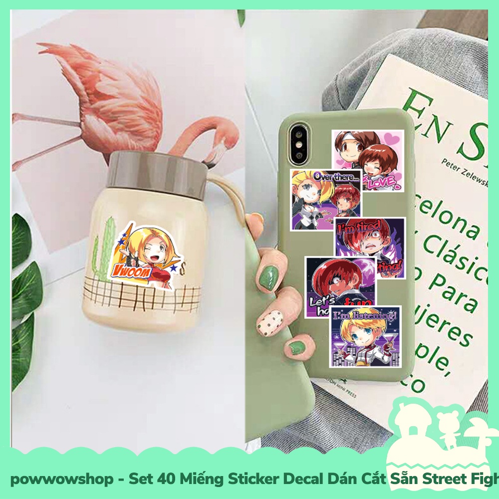 [Sẵn VN - Hỏa Tốc] Set 40 Miếng Sticker Decal Cắt Sẵn DIY Dán Trang Trí Vật Dụng Mẫu Nhân Vật Game Street Fighter Cute M