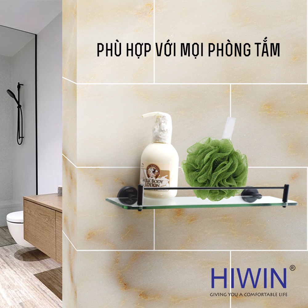 Kệ kính đơn phòng tắm inox 304 mạ đen HIWIN Y-541A