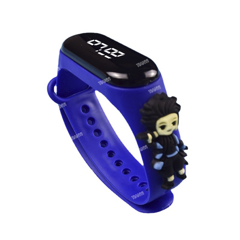 Đồng hồ đeo tay kĩ thuật số màn hình led chống thấm nước kiểu dáng anime Demon Slayer Kamado Tanjirou cho bé