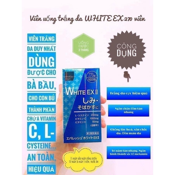 Viên Uống Hỗ Trợ  White Ex Nhật Bản-270 Viên – Hỗ Trợ Trắng Da Hiệu Quả