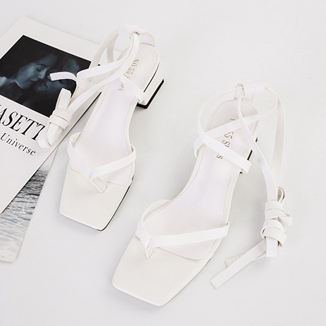 Giày sandal nữ Vietlavani mã LTS55 mũi vuông gót vuông dây cột cao 3cm hàng đẹp chuẩn form