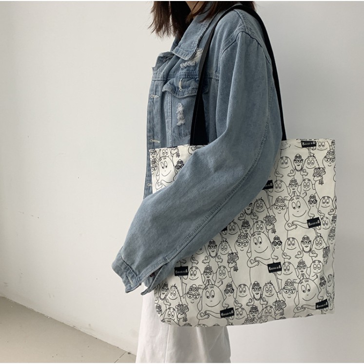 Túi xách Canvas họa tiết dễ thương hợp thời trang cho nữ