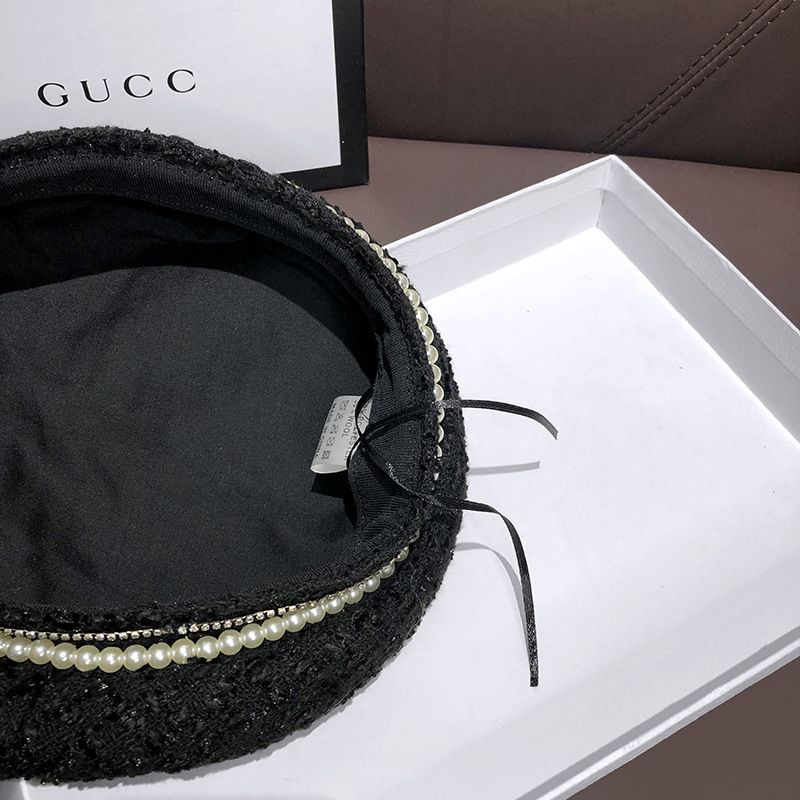 Mũ Beret Dạ Viền Ngọc Tiểu Thư Sang Chảnh