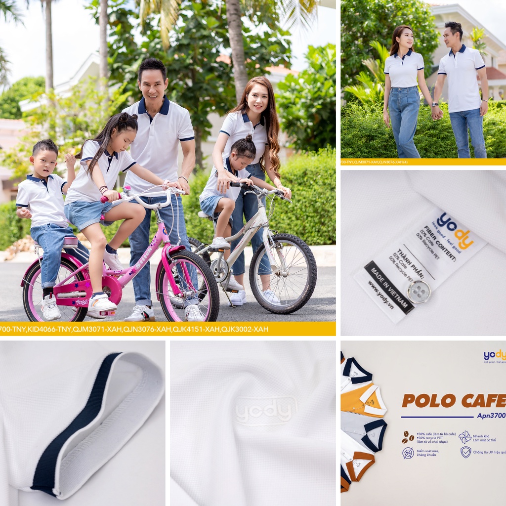 Áo Polo nữ YODY phông cộc tay, vải cotton cafe APN3700