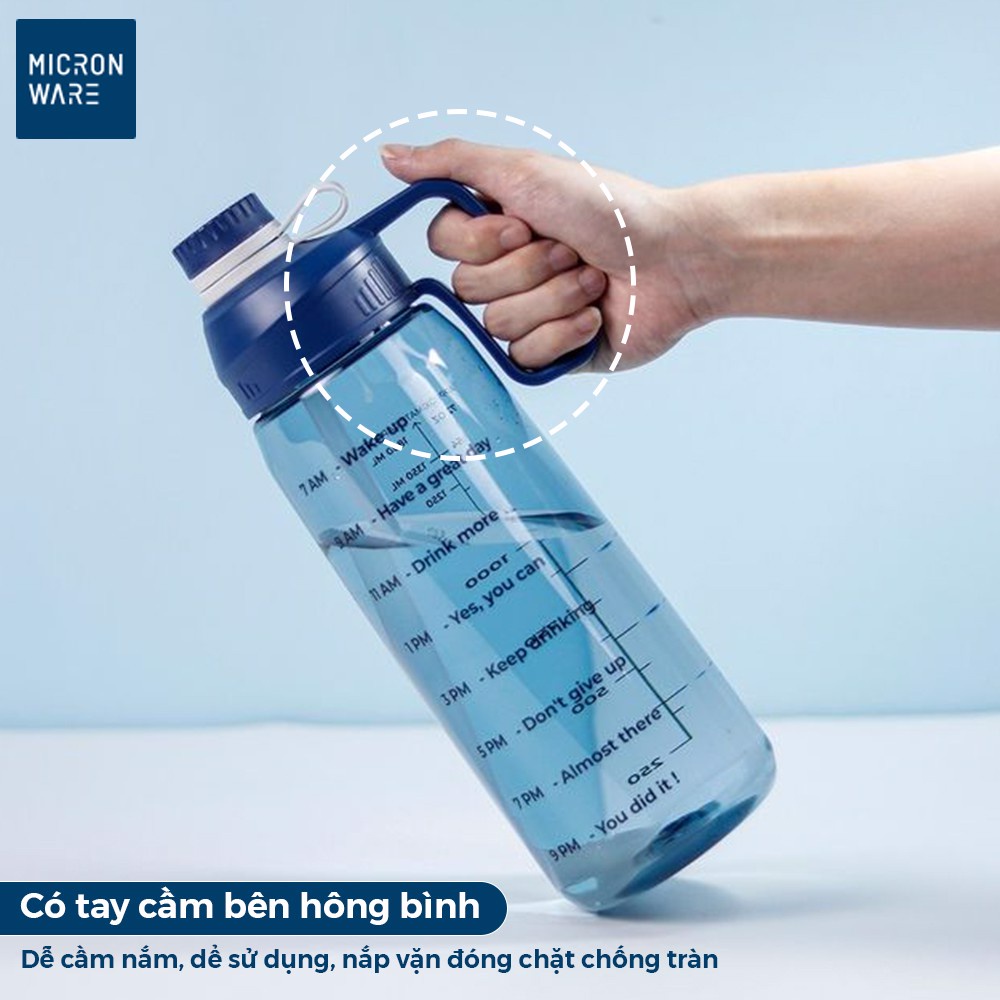 Bình nhựa PCTG MICRONWARE 1,8L - 6925 Thái Lan cao cấp có ống hút