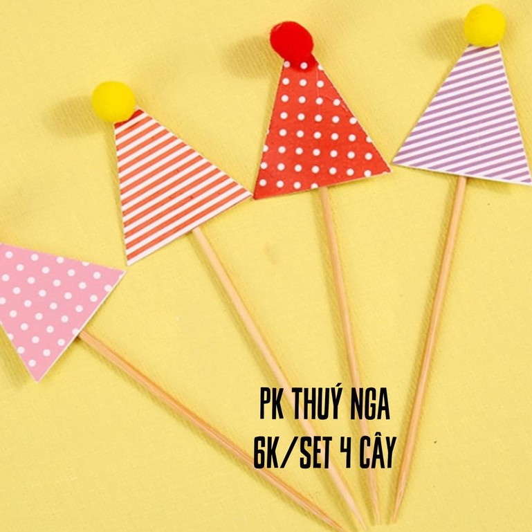 10 set giấy 4 cây cắm hình mũ